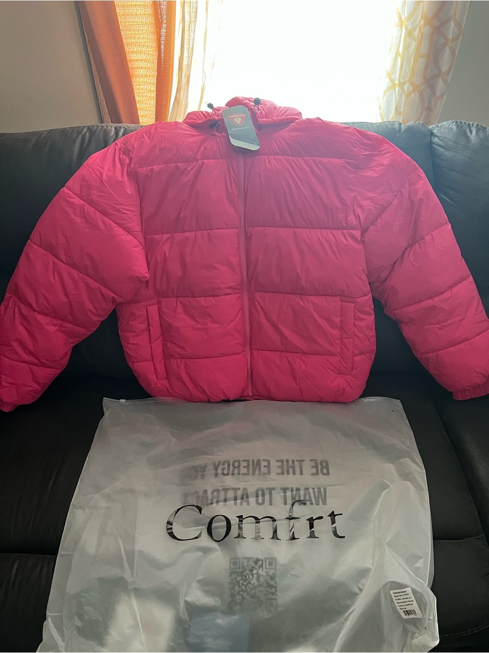 Comfrt Womens Pink Puffer Jacket - Lightweight Hooded Coat